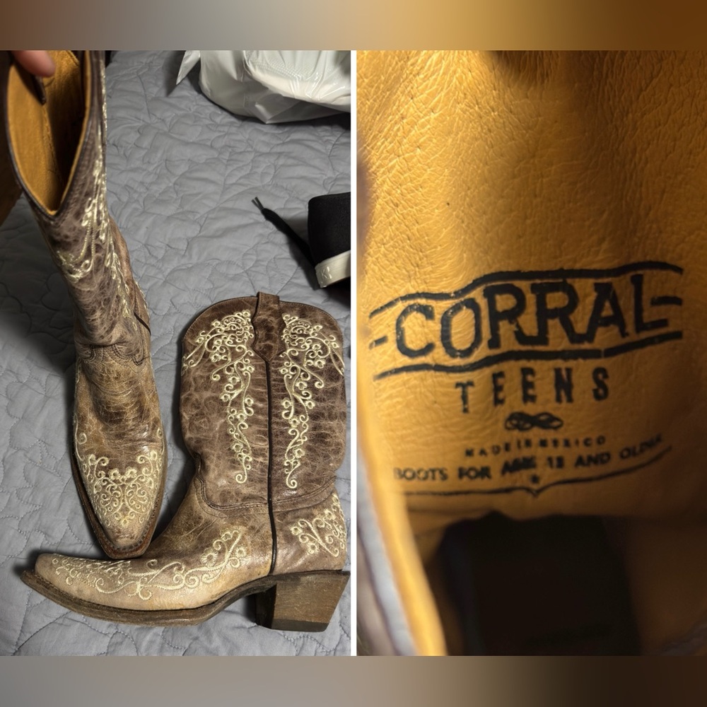 Corral Tan and Cream Embroidered Boots